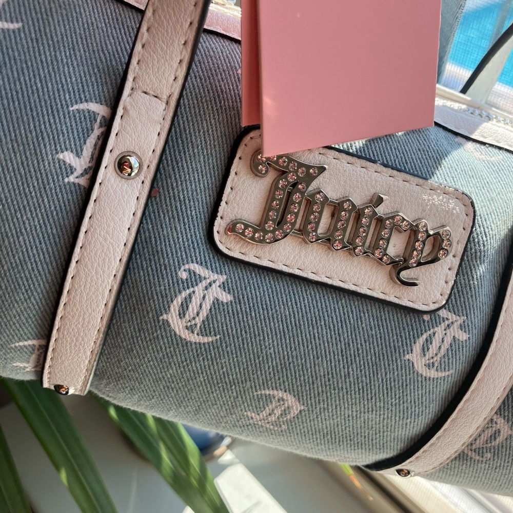 NWT Juicy Couture Denim Barrel Crossbody Bag